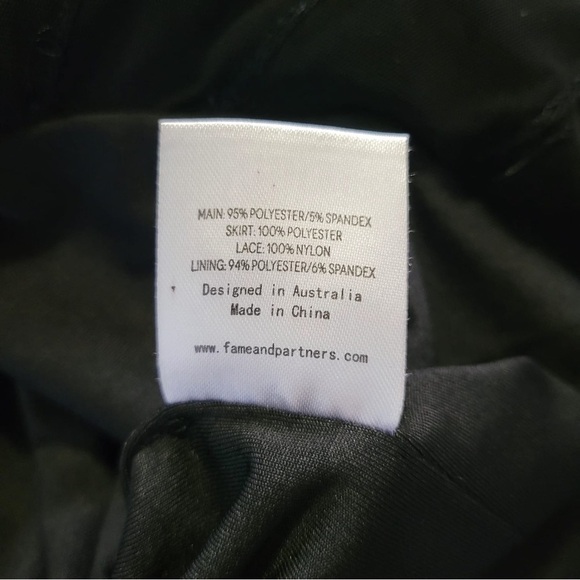 Fame and Partners Abby Gown Draped Tiered Black Spaghetti Strap Maxi Dress Lace - Picture 7 of 9